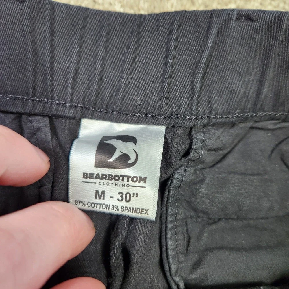 Bearbottom Chino Pants Men Medium 30x30 Cotton Blend Elastic Waist Black SlimFit